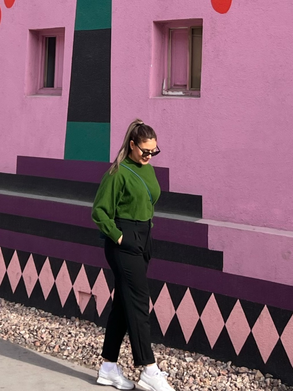 Zara Forest Green Crewneck cropped Sweatshirt